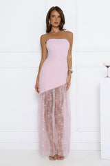 Fit For The Front Row Strapless Maxi Dress Pink
