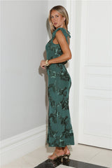 Golden Doll Mesh Maxi Dress Teal