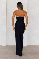 Sparkling Soiree Strapless Bandage Maxi Dress Black