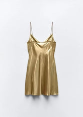 Gold Slip Mini Dress