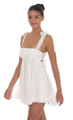 Shimmer Ruffle Babydoll Dress in White