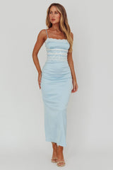 Kellan Lace Trim Maxi Dress Blue