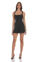 Florette Bust Skater Dress In Black