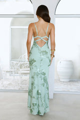 Evening Bloom Mesh Maxi Dress Sage