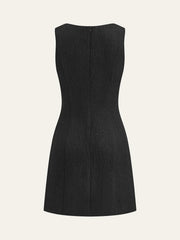 Tweed Sleeveless Button Mini Dress