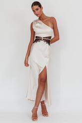 Tarly Lace Waist One-Shoulder Maxi Dress Champagne