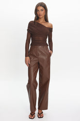 Fair Play Faux Leather Pants Coffee