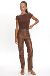 Rukia Faux Leather Pants Brown
