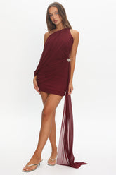 Venus Rising Sash Mini Dress Wine