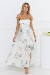 Sunset Whispers Strapless Maxi Dress Cream