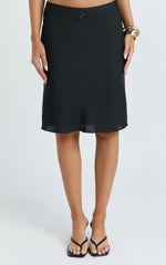 Gina Midi Skirt - Knee Length Slip Skirt In Black