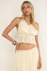 Marivelle String Tie Open Back Top Oyster