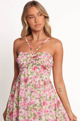 Cascade Halterneck Maxi Dress - Carmine Rose