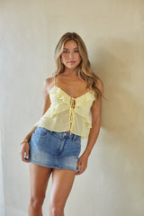 Dina Tiered Ruffle Tie Tank Top