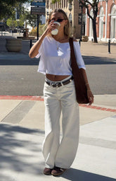 Freddie White Denim Barrel Leg Jeans