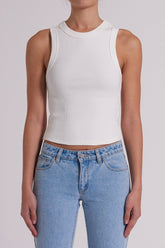Abrand Heather Icon Long Singlet Top White Sand