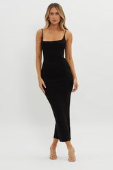 Sai Ribbed Knit Midi Dress Black