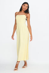 Light Hearted Square Neckline Maxi Dress Lemon