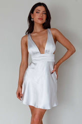 Mad About You Criss-Cross Back Mini Dress Silver