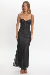 Fortune Bust Tie Maxi Dress Sparkle Black