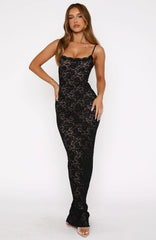 Noir Lace Reverence Maxi Dress