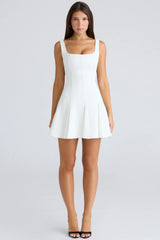 vintage ivory stretch crepe mini dress