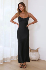 It'S Giving Style Satin Maxi Dress Black