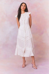 Remi Cotton Victorian Midi Dress