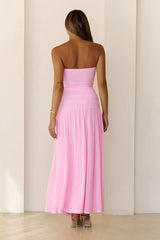 Spark Night Strapless Mesh Maxi Dress Pink