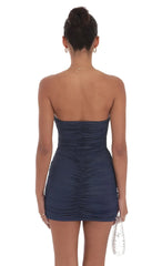 Foiled Corset Bodycon Dress in Navy