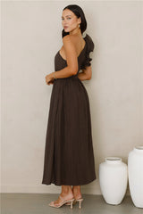 Find Out One Shoulder Midi Dress Brown