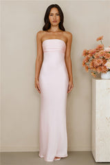 The Seraphina Strapless Satin Maxi Dress Pink