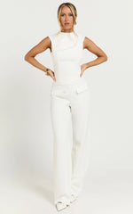 Paxton Pants - High Waisted Straight Leg Pants in Cream