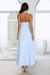 Ocean Salt Halter Maxi Dress Blue