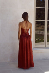 Starlet Status Satin Maxi Dress Wine