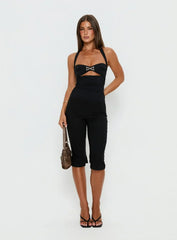 Julina Halter Cut Out Top Black