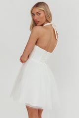 Princessa Halter Mini Dress White