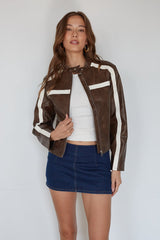 Joanne Cropped Leather Moto Jacket