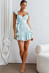 Theodore Ruffle Trimmed Mini Dress Sage