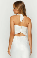 Seas White Chiffon Crop Top