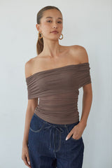 Vada Off the Shoulder Mesh Top