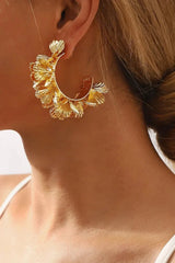 Olivia | Women'S C-Shaped Floral Design Earrings
