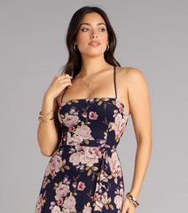 Brooke Floral A-Line Lace-Up Formal Dress
